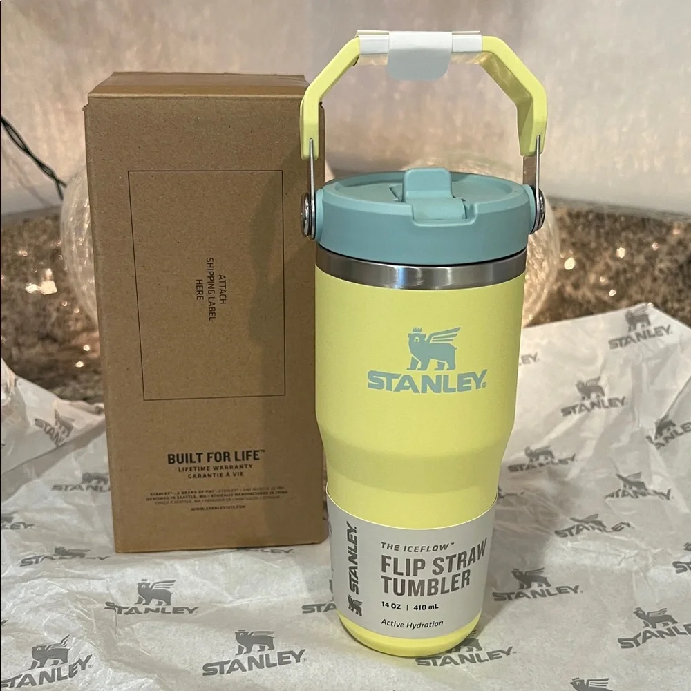 Stanley Yellow and Green IceFlow Flip Straw Tumbler